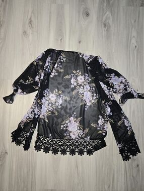Iris Sheer Floral Kimono Cardigan - Small